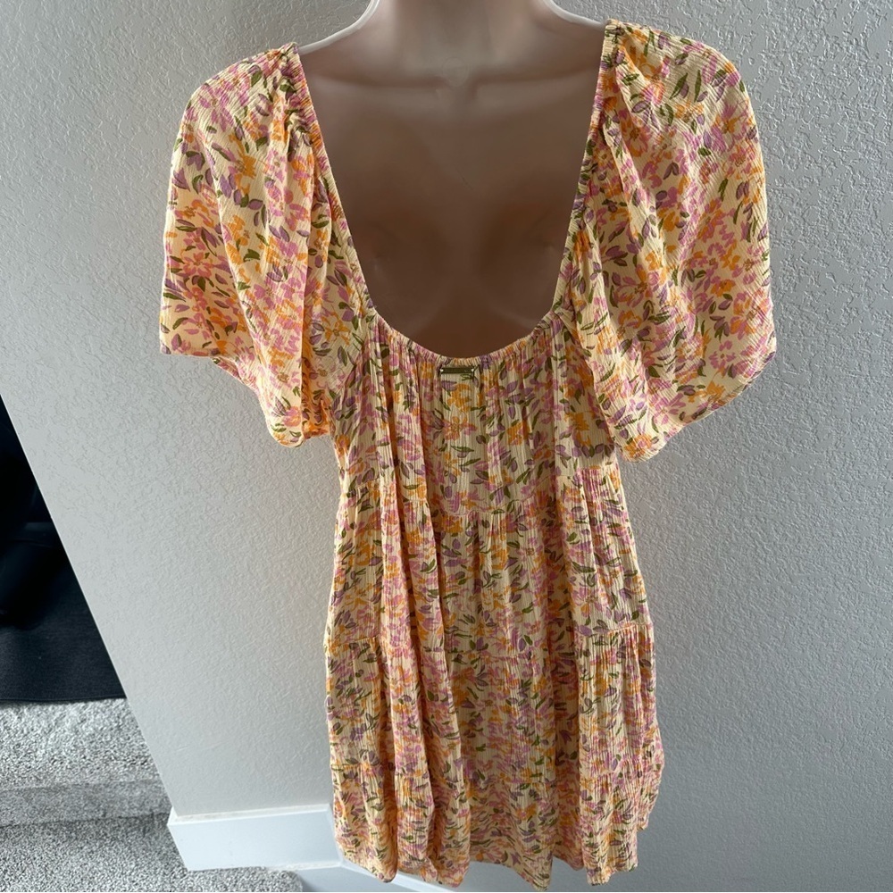 Billabong Take a Chance Printed Tiered Baby-Doll Dress size large - Picture 8 of 12